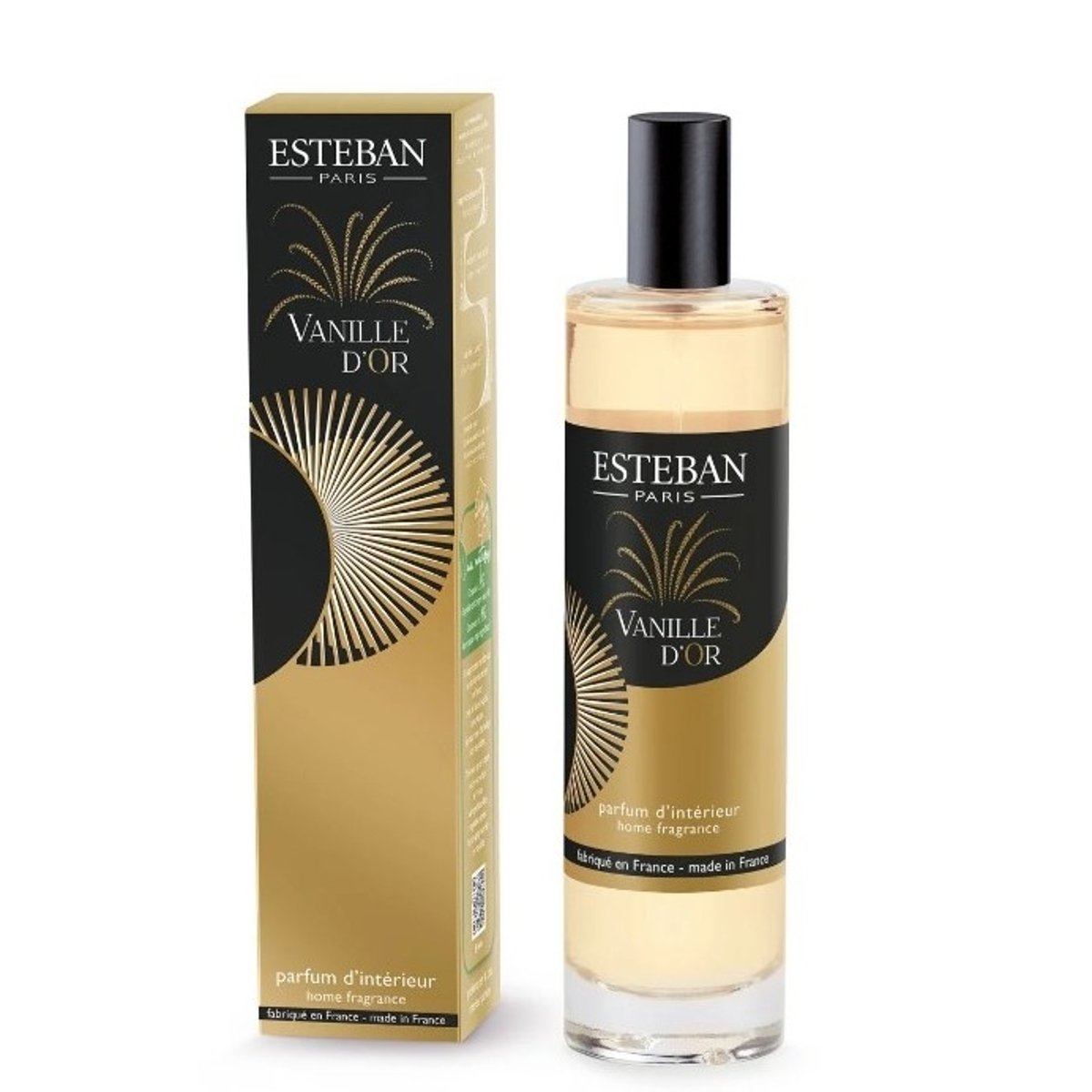 Parfum d'intérieur - Vaporisateur Vanille d'or 75ml transparent, ESTEBAN