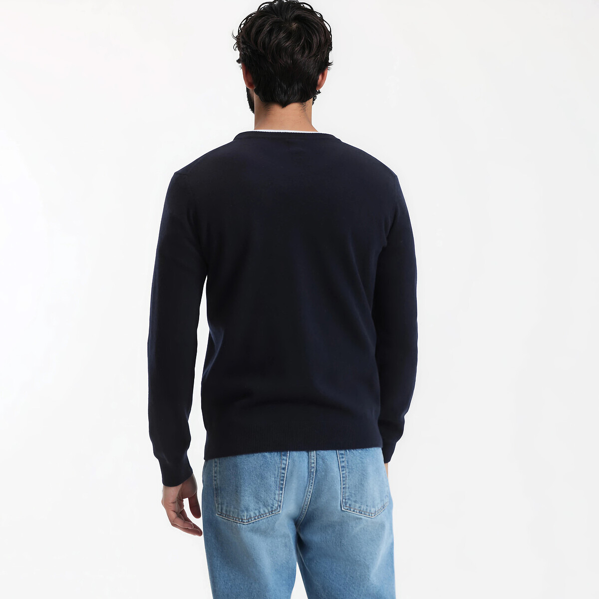 Pull col rond en cachemire bleu marine, LA REDOUTE COLLECTIONS