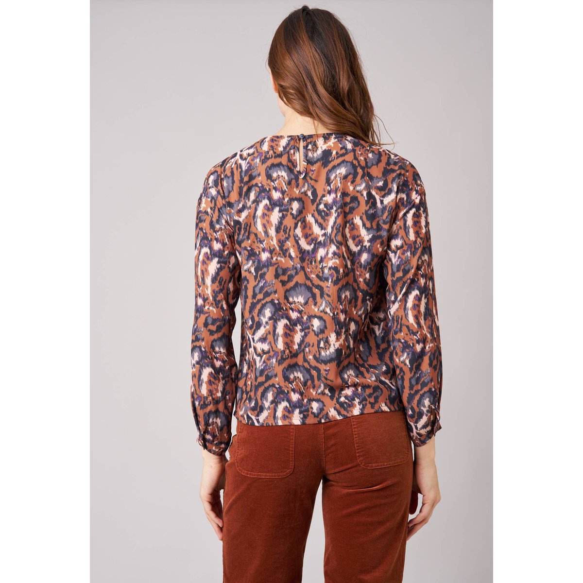 Blouse femme imprimée cachemire BRIAKA whisky, DEELUXE