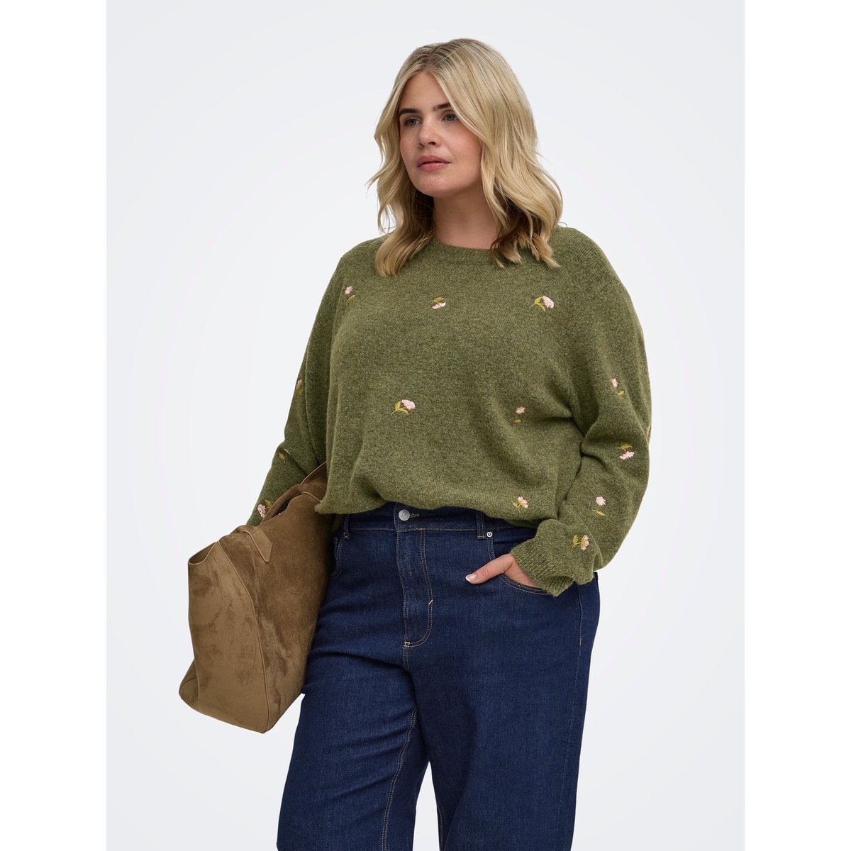 Pull En Maille burnt olive, ONLY CARMAKOMA