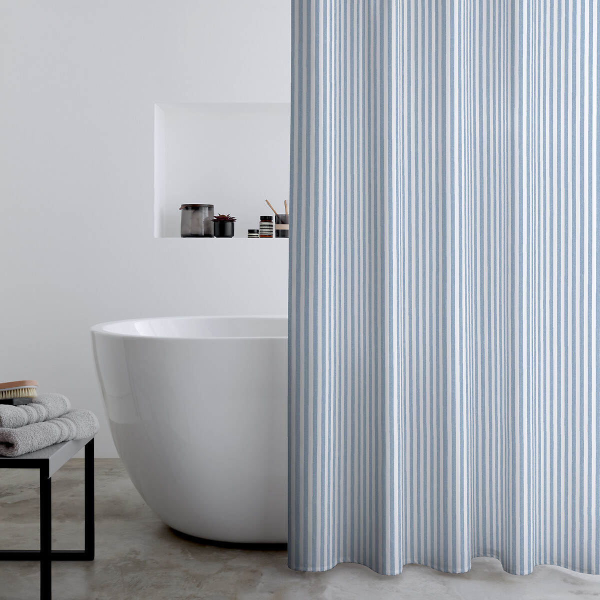 Timeless Stripe Shower Curtain blue, CATHERINE LANSFIELD