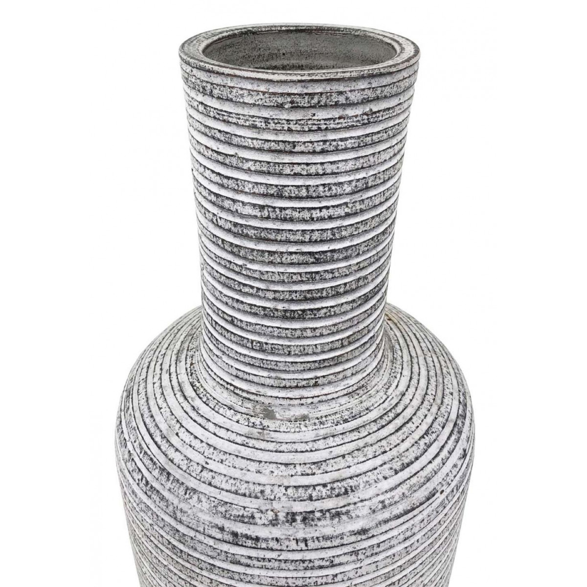 Vase terre cuite gris, DECORATION D’AUTREFOIS