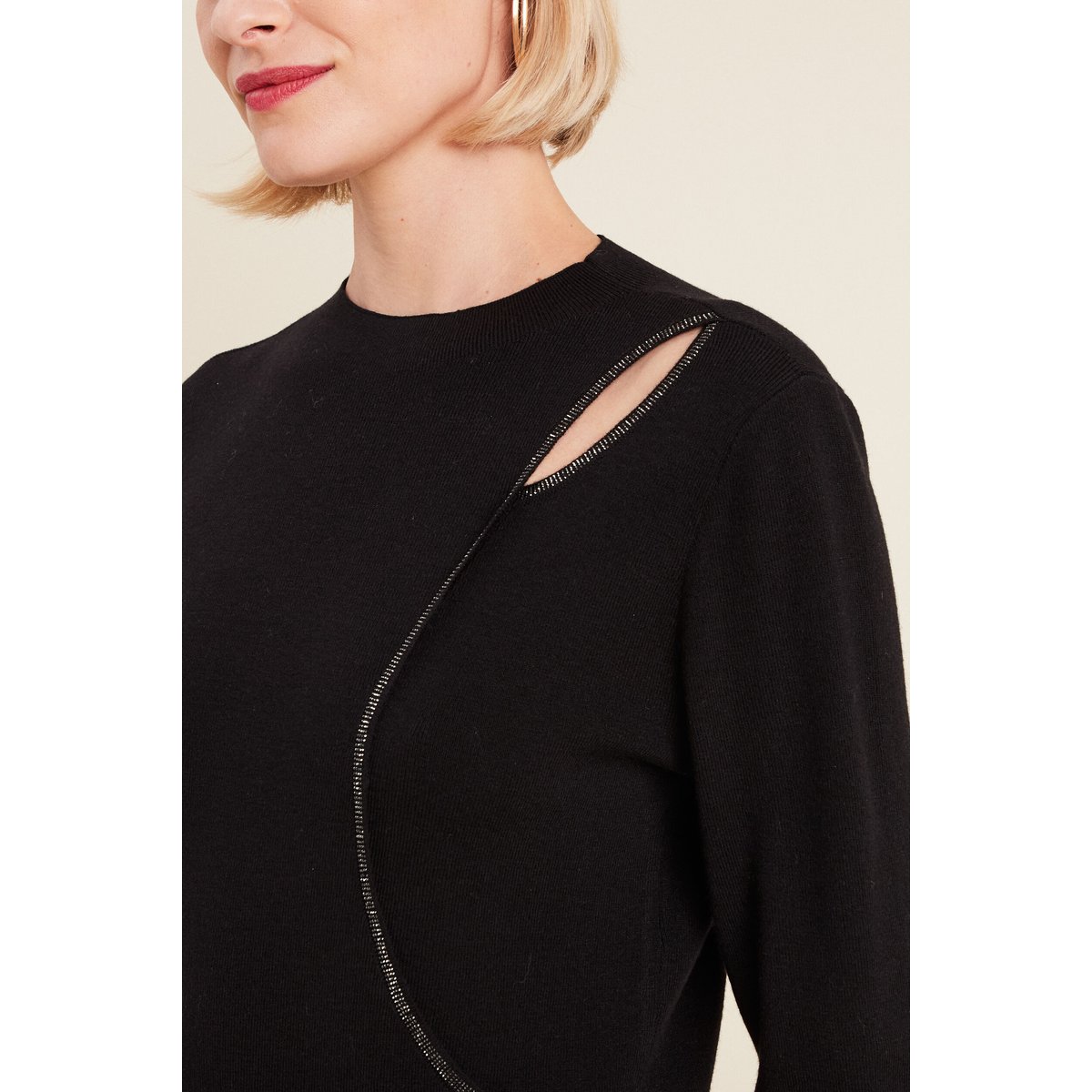 Pull manches longues strass noir, BREAL