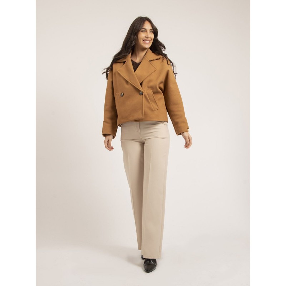 Manteau Court Upale camel, DONA LISA