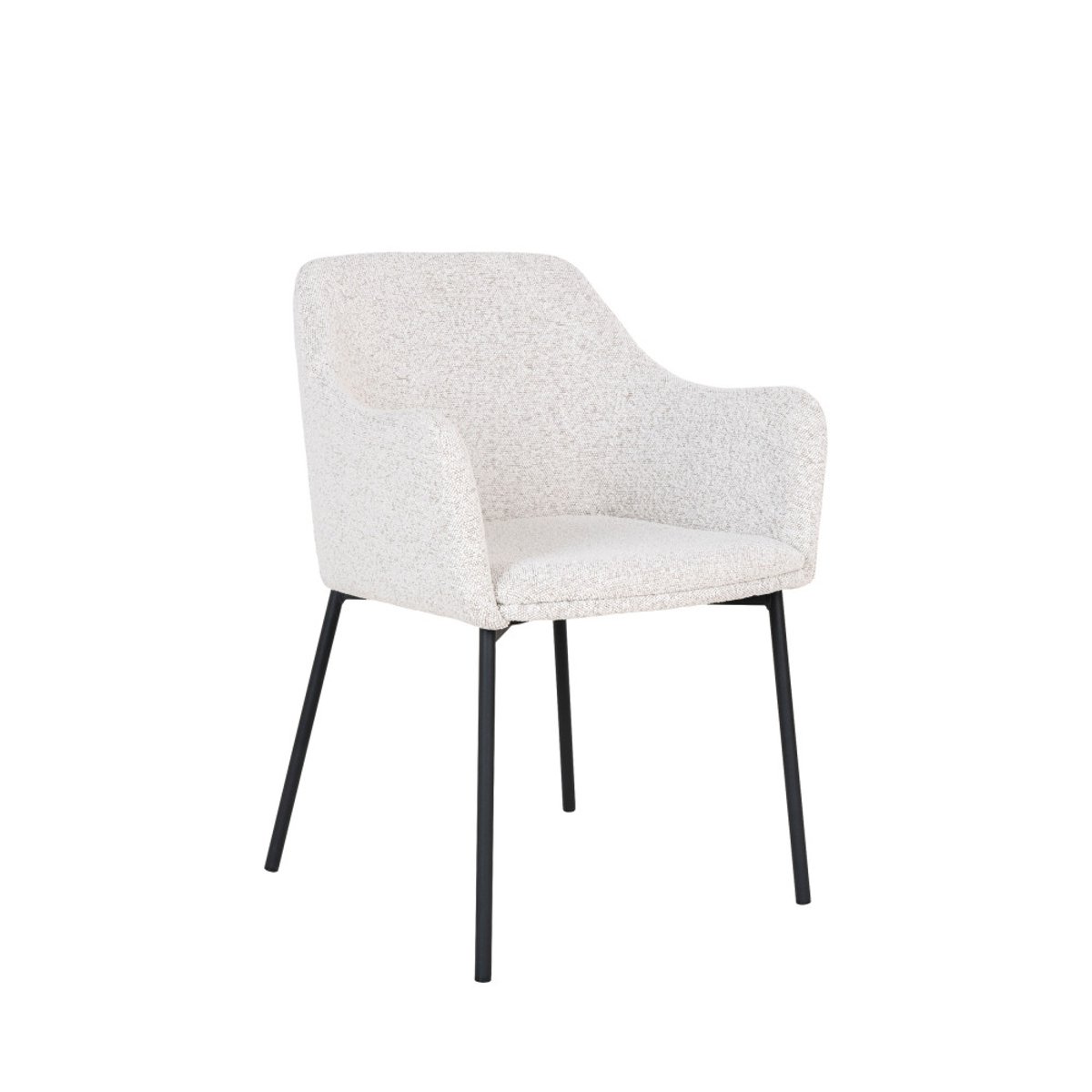 Lot de 2 fauteuils de table en tissu bouclette et métal- MELILLA écru, HOUSE NORDIC