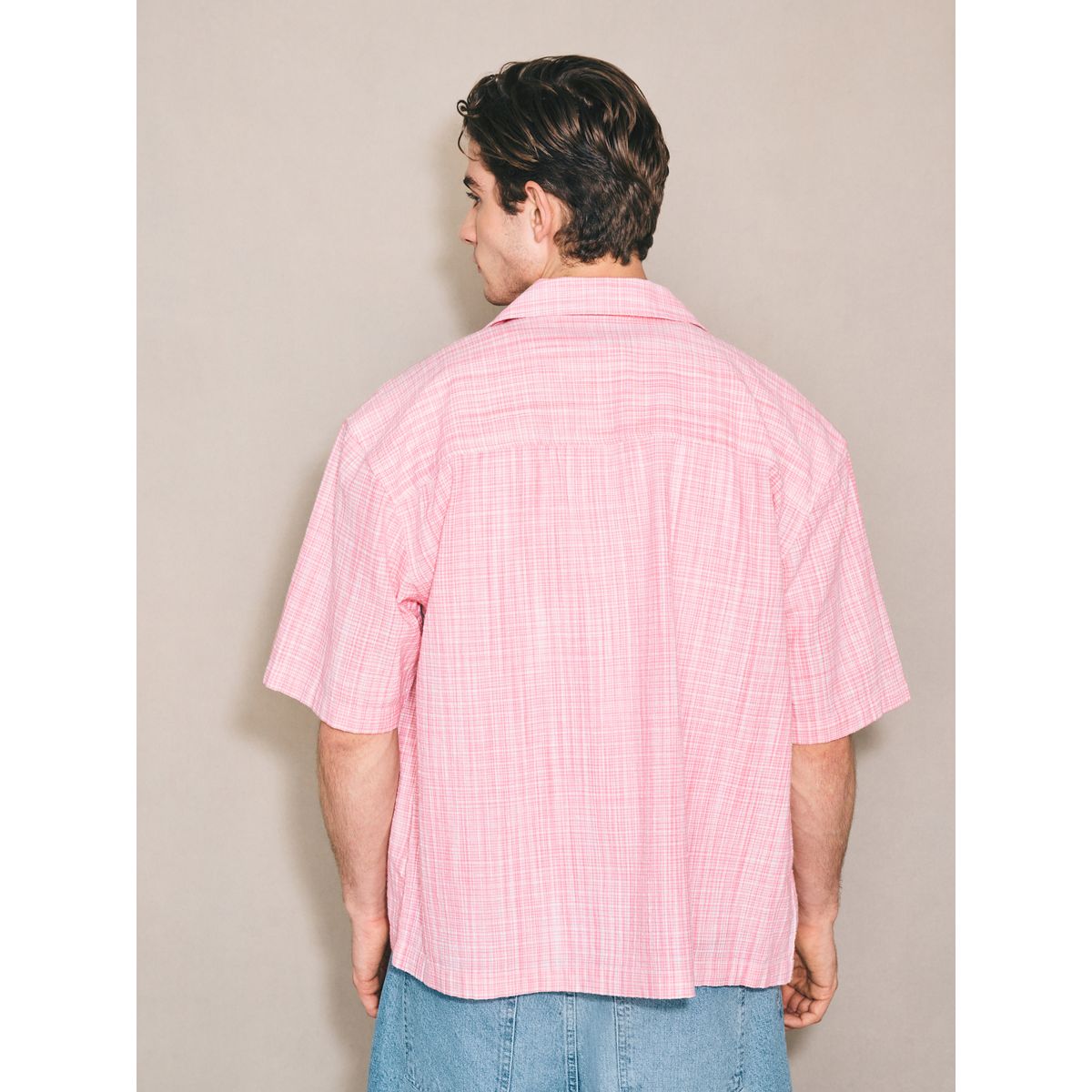 Chemise à carreaux manches courtes micro rose, NEXT