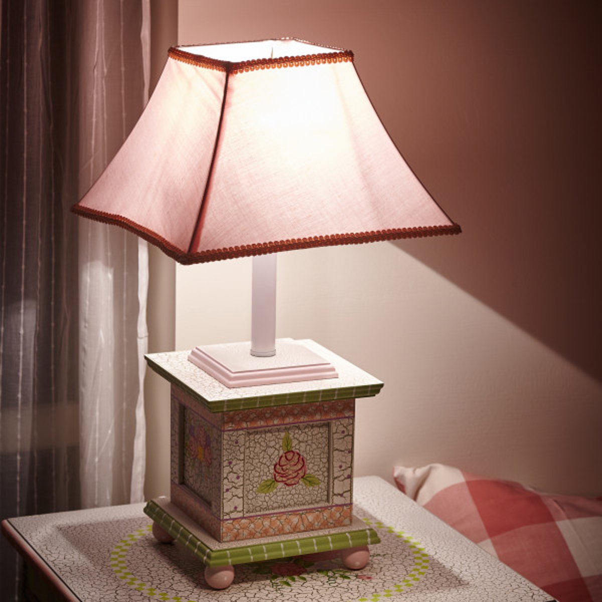 Lampe Chevet Bureau Enfant CRACKLED ROSE rose, TEAMSON KIDS