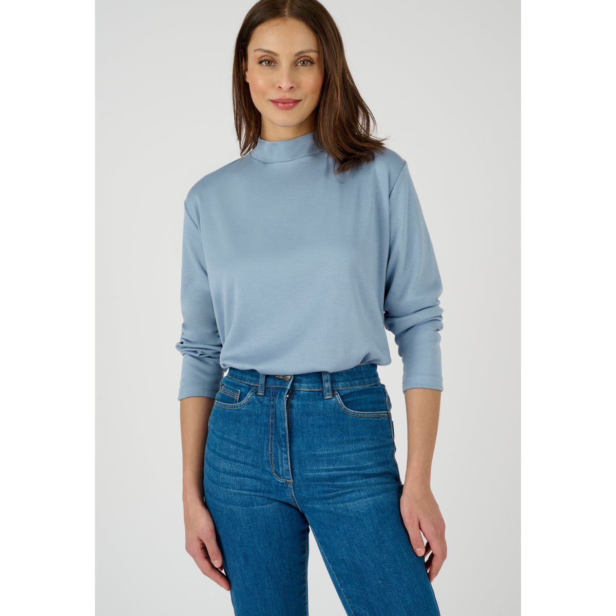 T-shirt col montant - Lot de 2 lot bleu + écru, DAMART