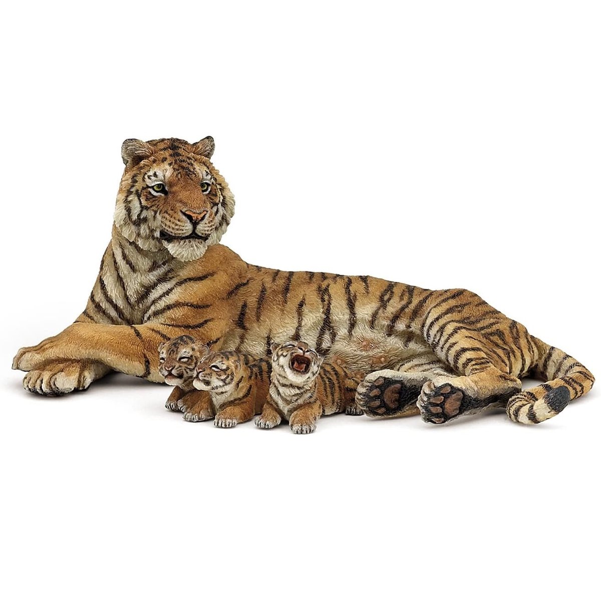 Figurine Tigresse couchée allaitant marron, PAPO