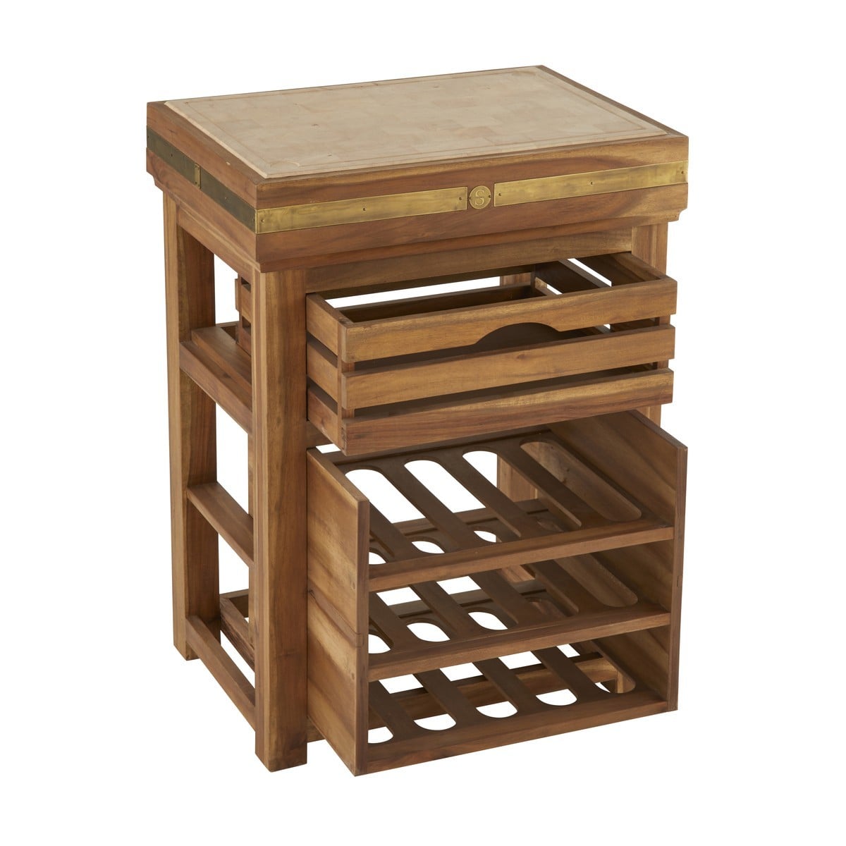 Billot vinothèque en acacia massif PERCHE bois foncé, SIGNATURE