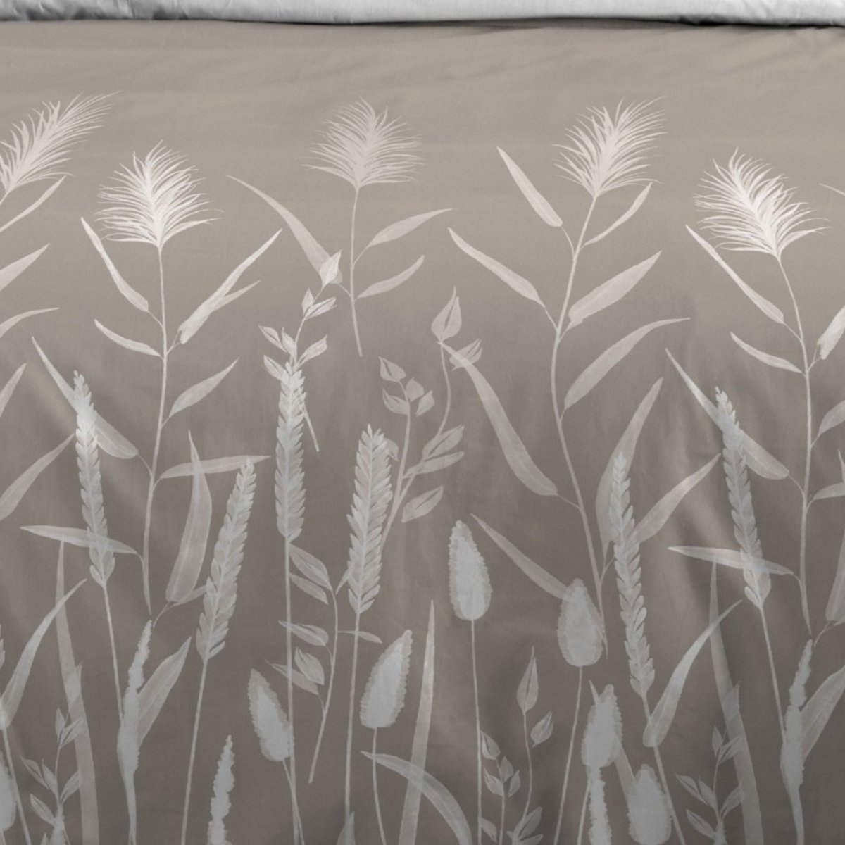 Housse de couette 100% coton 57 fils + 2 taies d’oreiller beige, DECORATIE