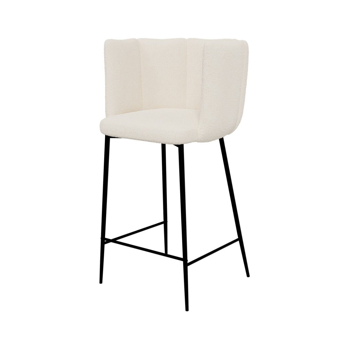Lot de 2 chaises pour îlot central 67 cm en tissu bouclé - ROSY beige, MAISON PAVANE