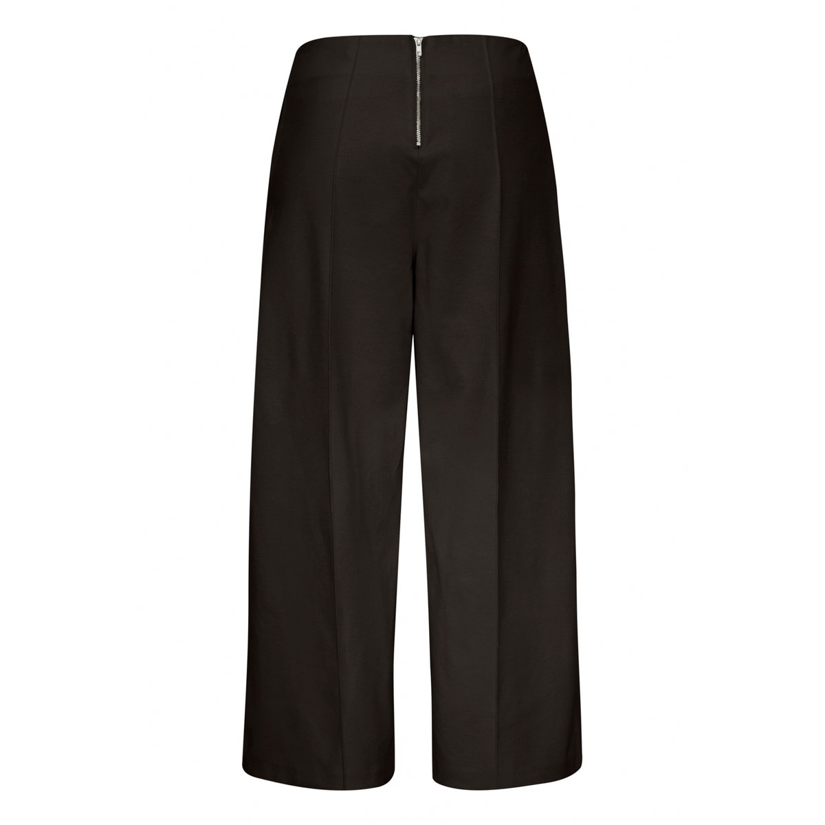Pantalon cropped à jambes larges, taille haute noir, ICHI