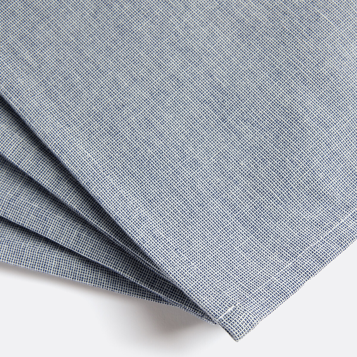 Set van 4 katoenen servetten, Navao mêleeblauw, LA REDOUTE INTERIEURS