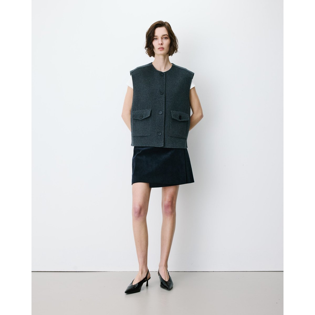 Veste sans manches oversize sable Adagio anthracite, GRACE & MILA