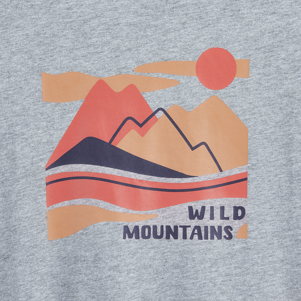T-shirt manches longues imprimé montagnes gris chiné, LA REDOUTE COLLECTIONS