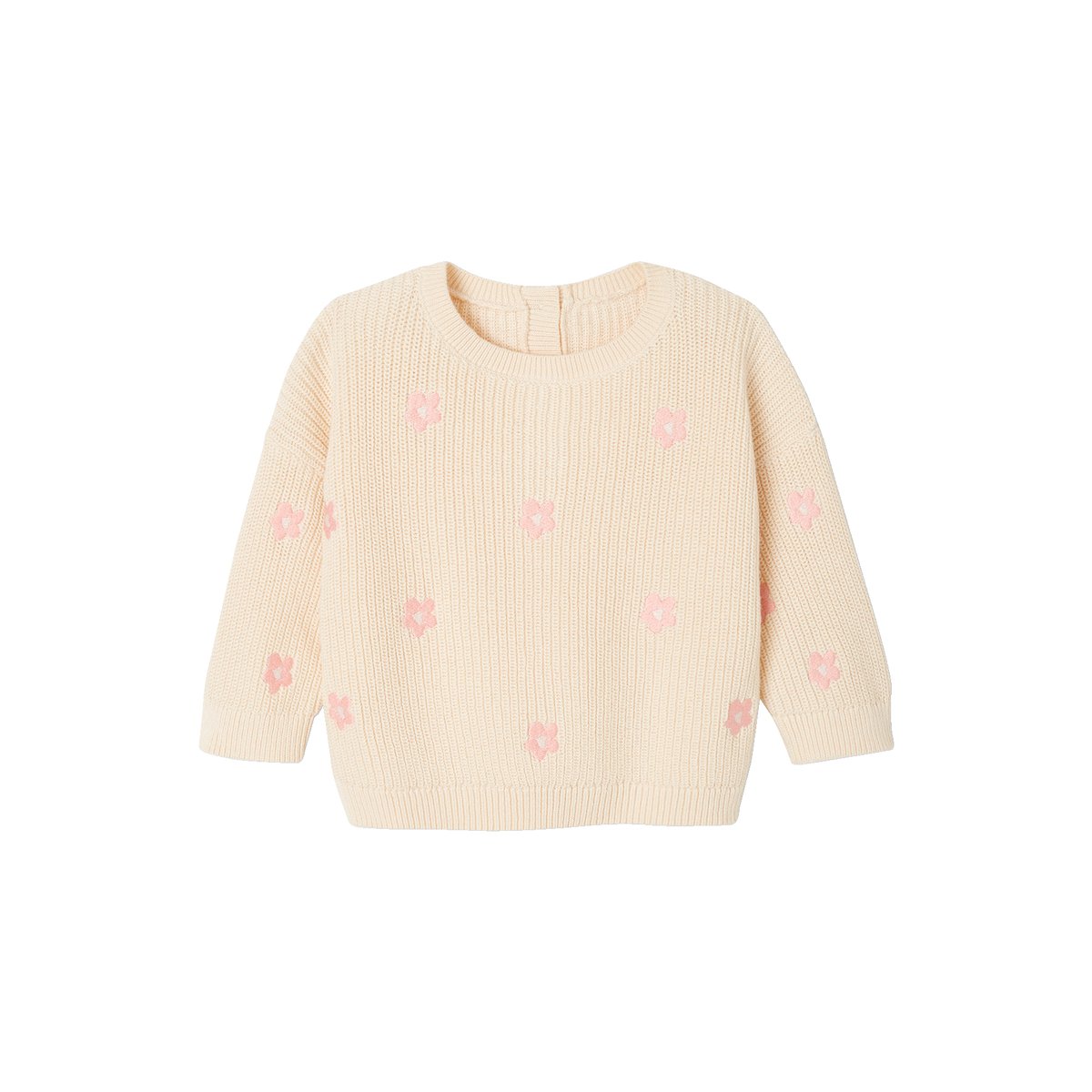 Pull bébé brodé vanille, VERTBAUDET