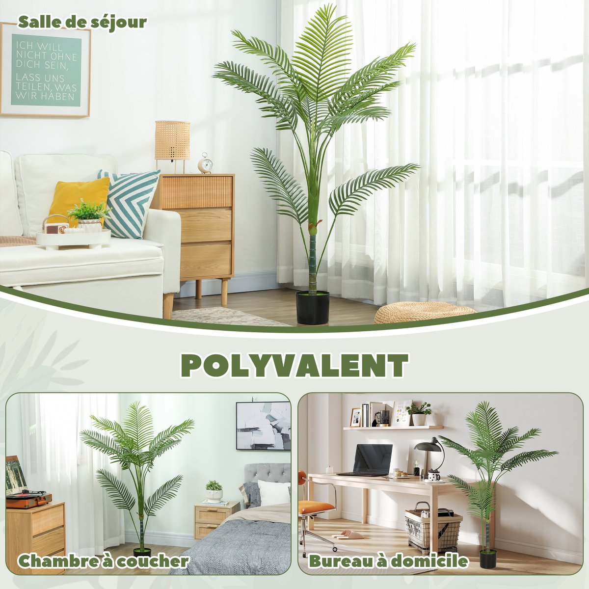 Palmier artificiel Plastique Vert vert, HOMCOM