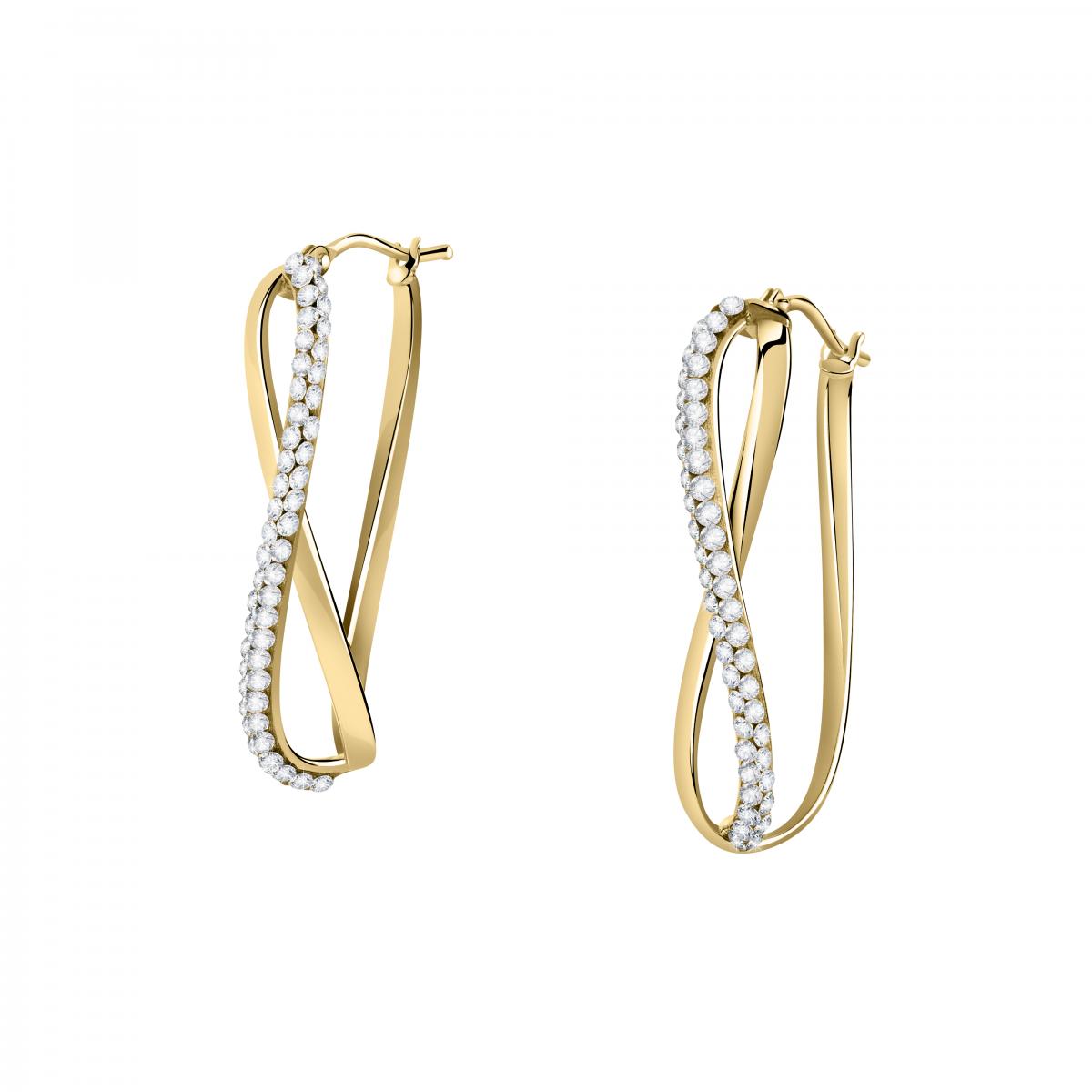 Boucles D'oreilles En Or 375 Crystal Hoops or jaune, BLUESPIRIT
