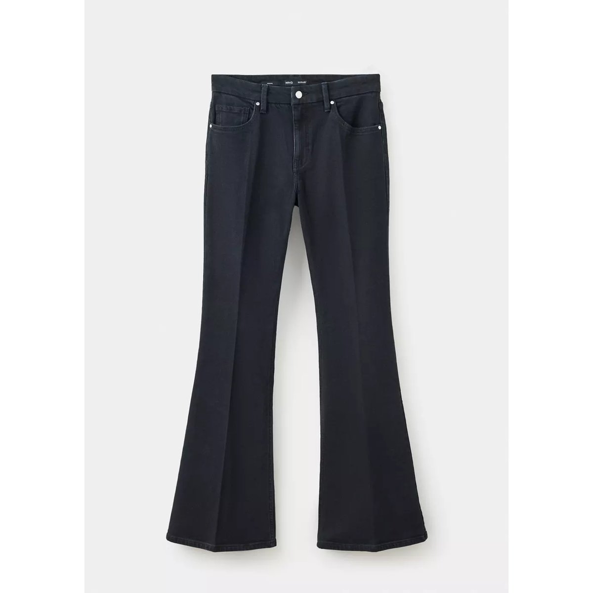 Jean flare taille haute black denim, MANGO