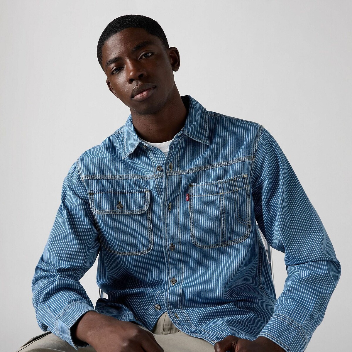 Worker Striped Twill Shirt blue striped, LEVI'S