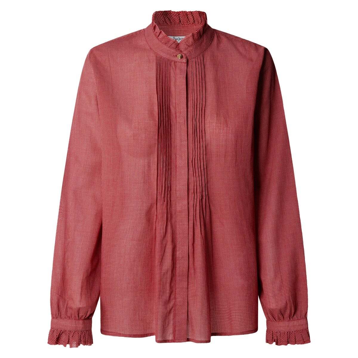 Blouse À Carreaux À Col Mao rouge baie, PEPE JEANS