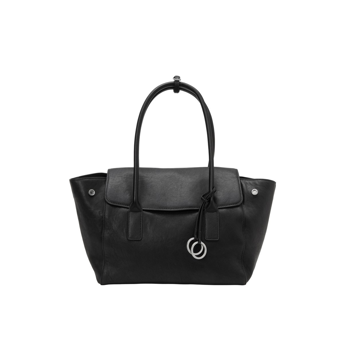 Sac cabas modèle Gaby, grand format en cuir de vachette de qualité supérieure noir, MARC O'POLO