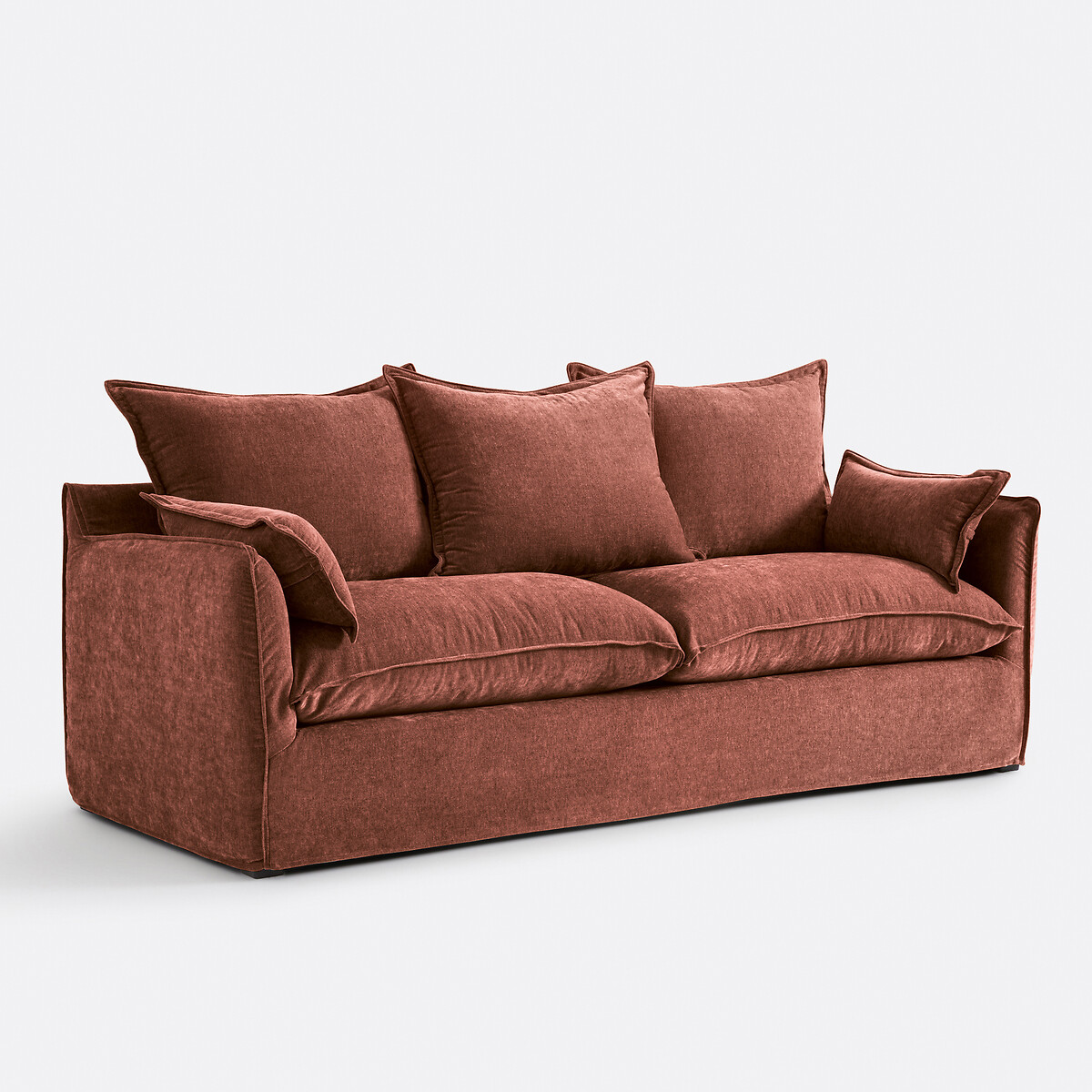 Bankhoes van gemêleerd polyester, Odna roze steenrood, LA REDOUTE INTERIEURS
