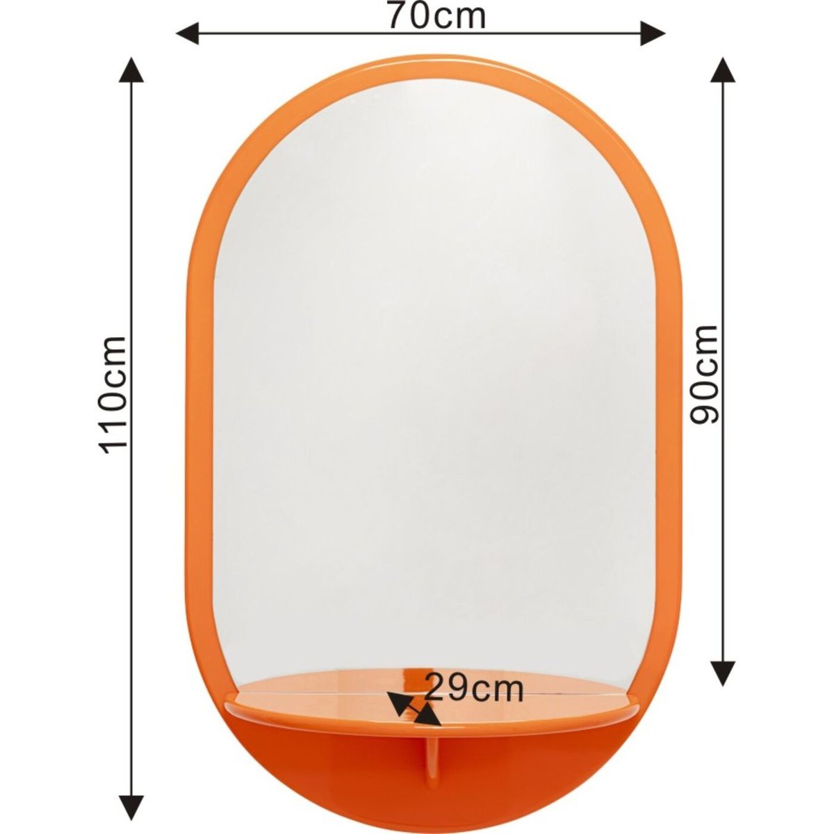 Miroir ovale avec tablette, GROOVE orange, KARE DESIGN