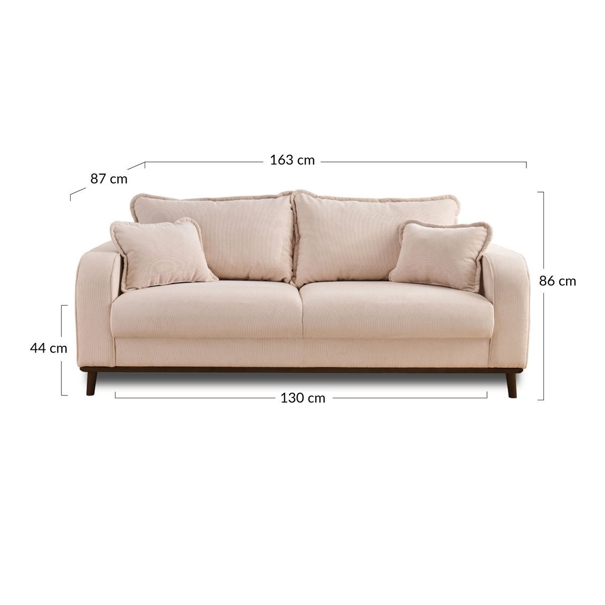 Canapé 3 places - ALBANE gris foncé, BEST MOBILIER