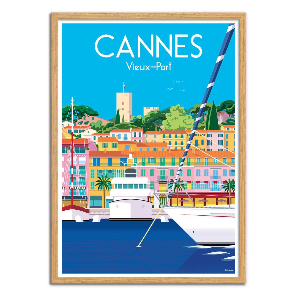 Affiche d'art - Cannes Vieux Port - Raphael Delerue bleu, WALL EDITIONS