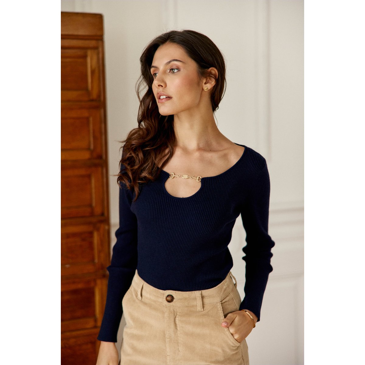 Pull col rond uni MOYA 25-marine, LA PETITE ETOILE