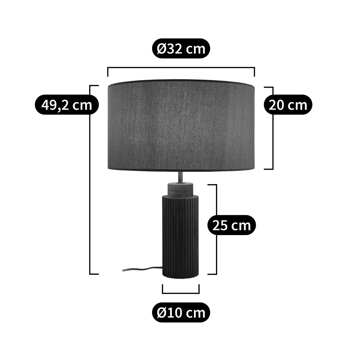 Lampe à poser en chêne, métal fer et lin, Idna naturel lin, LA REDOUTE INTERIEURS