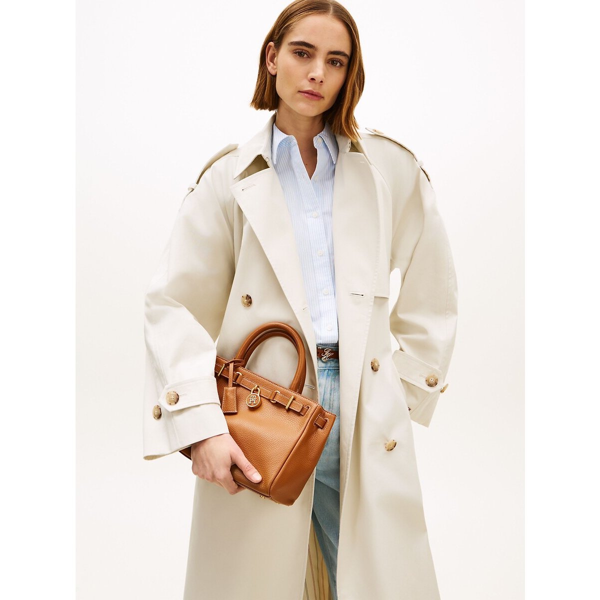 Minibolso tote bag de piel, AMERICAN ICON coñac, TOMMY HILFIGER