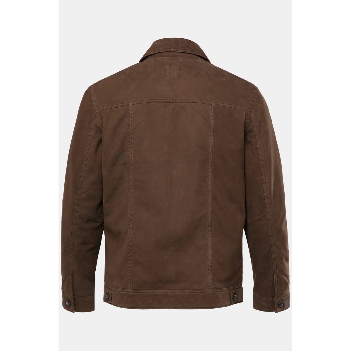 Veste en cuir nubuck d'agneau, col chemise marron tabac, JP1880