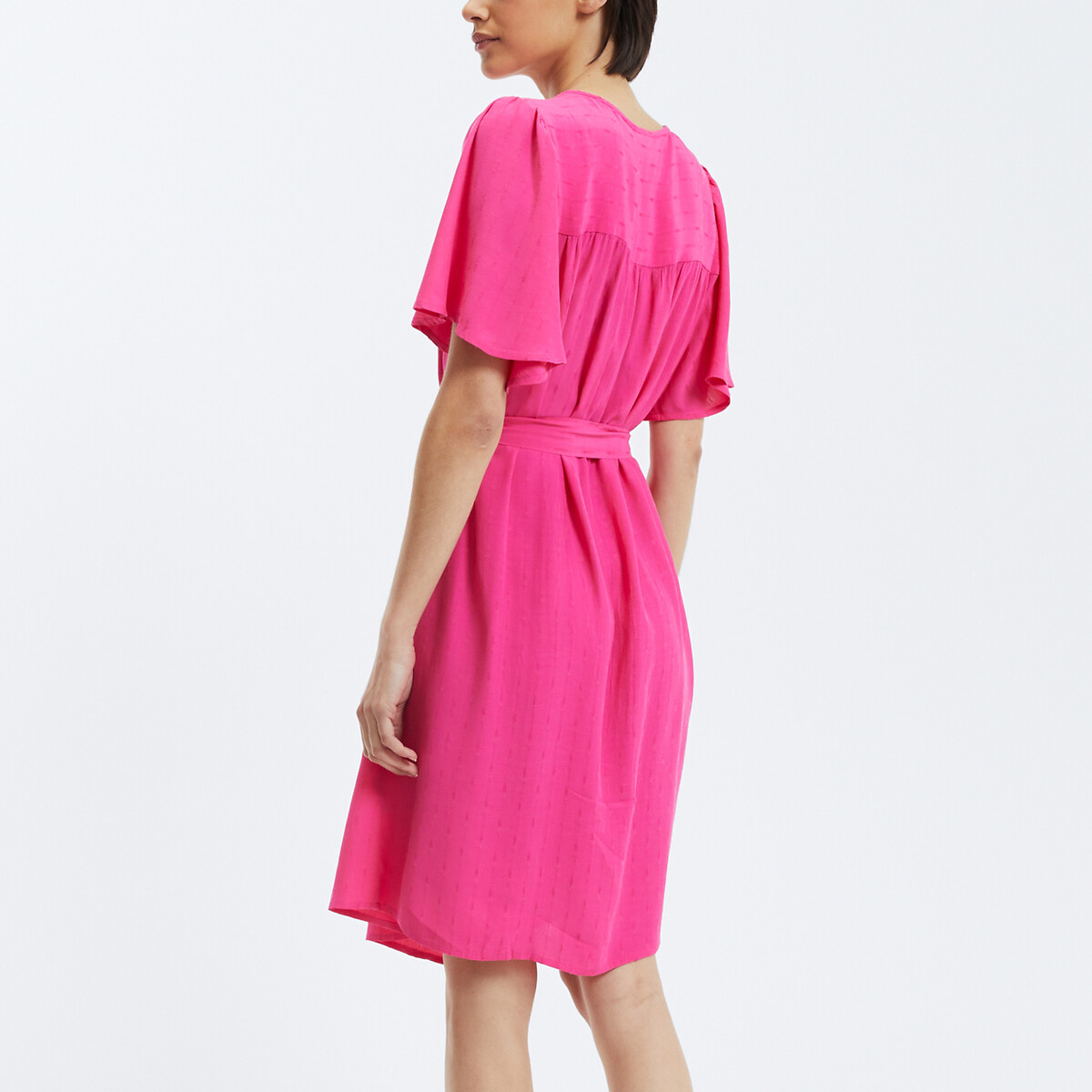 Robe courte, ceinture à nouer rose, VILA