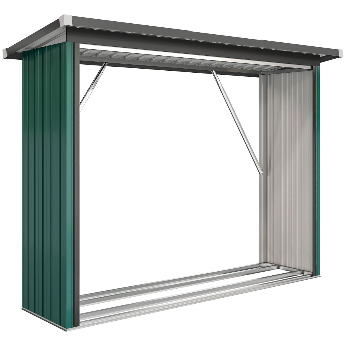 Abri pour le stockage du bois Acier galvanisé vert, OUTSUNNY