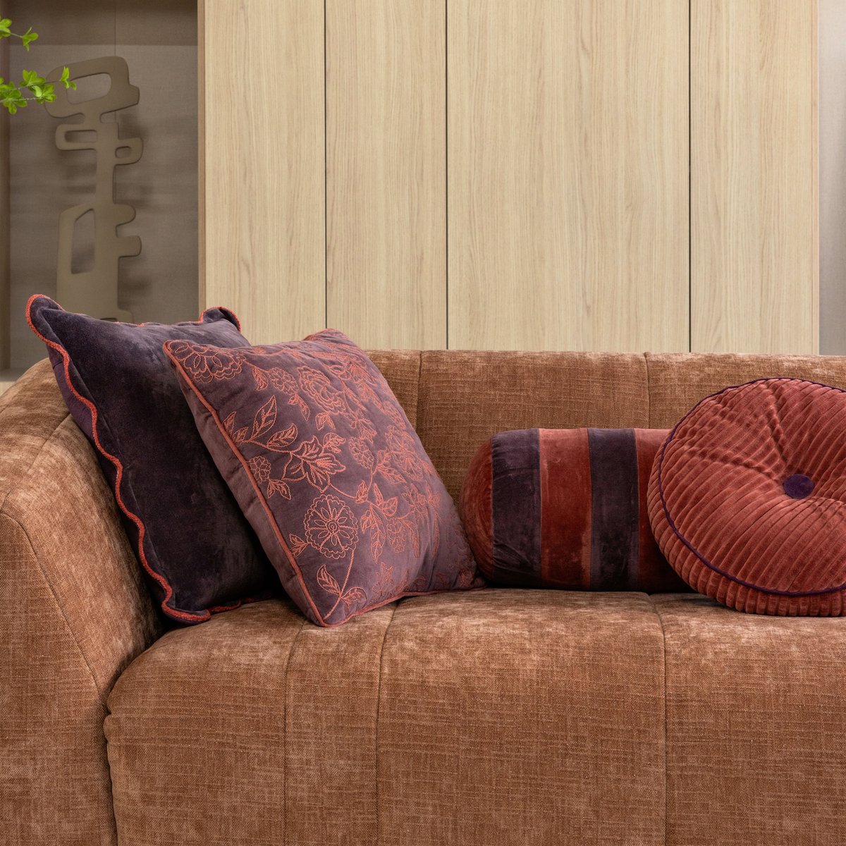 Lot de 4 coussins en coton SOVA rose, WOOOD