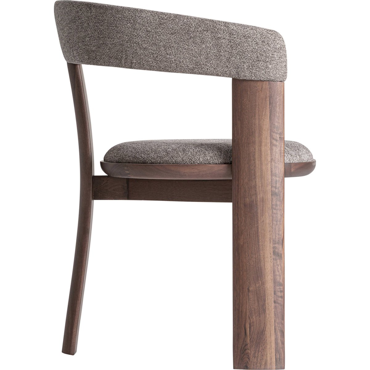 Chaise contemporaine tissu et bois taupe et noyer, RECOLLECTION