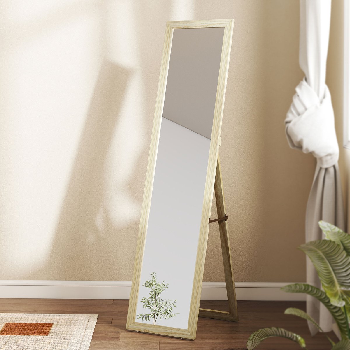 Miroir en pied MDF Bois naturel bois naturel, HOMCOM