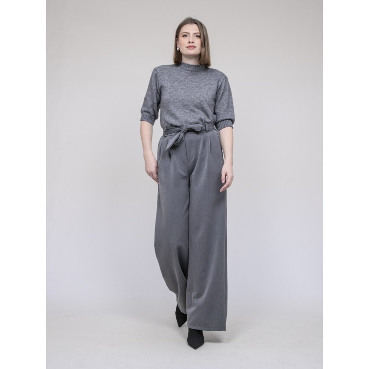 Pantalon Taille Haute Ederina gris, DONA LISA