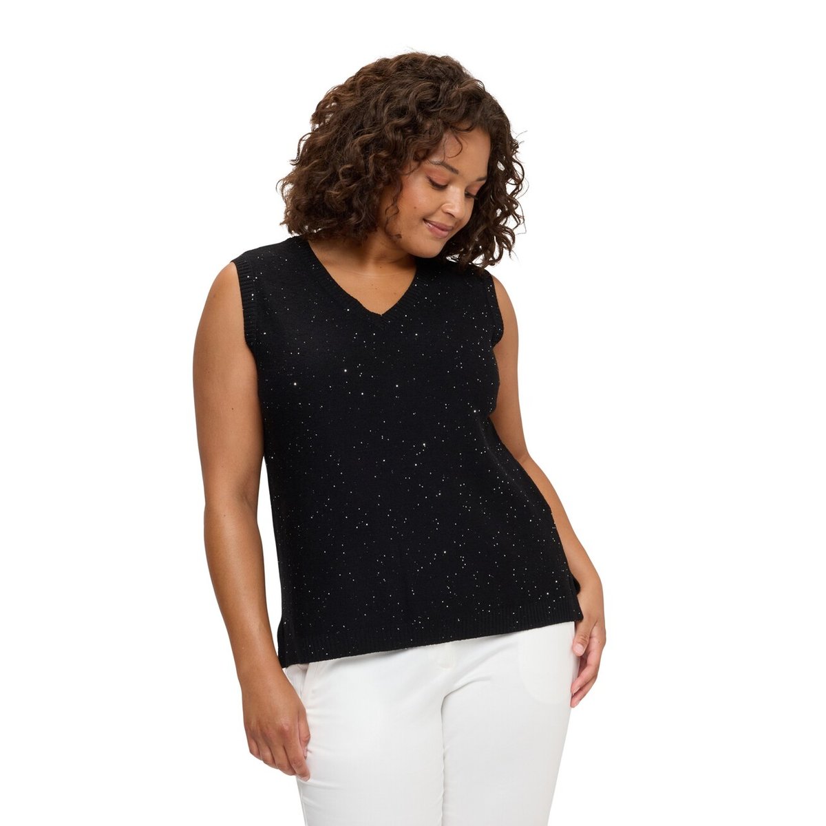 Top avec micro paillettes noir, FIORELLA RUBINO