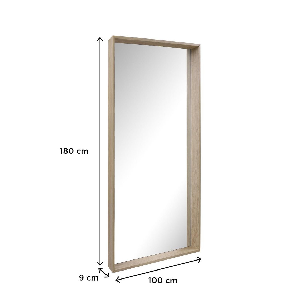 Miroir en chêne rectangulaire GABY chêne, MOB IN