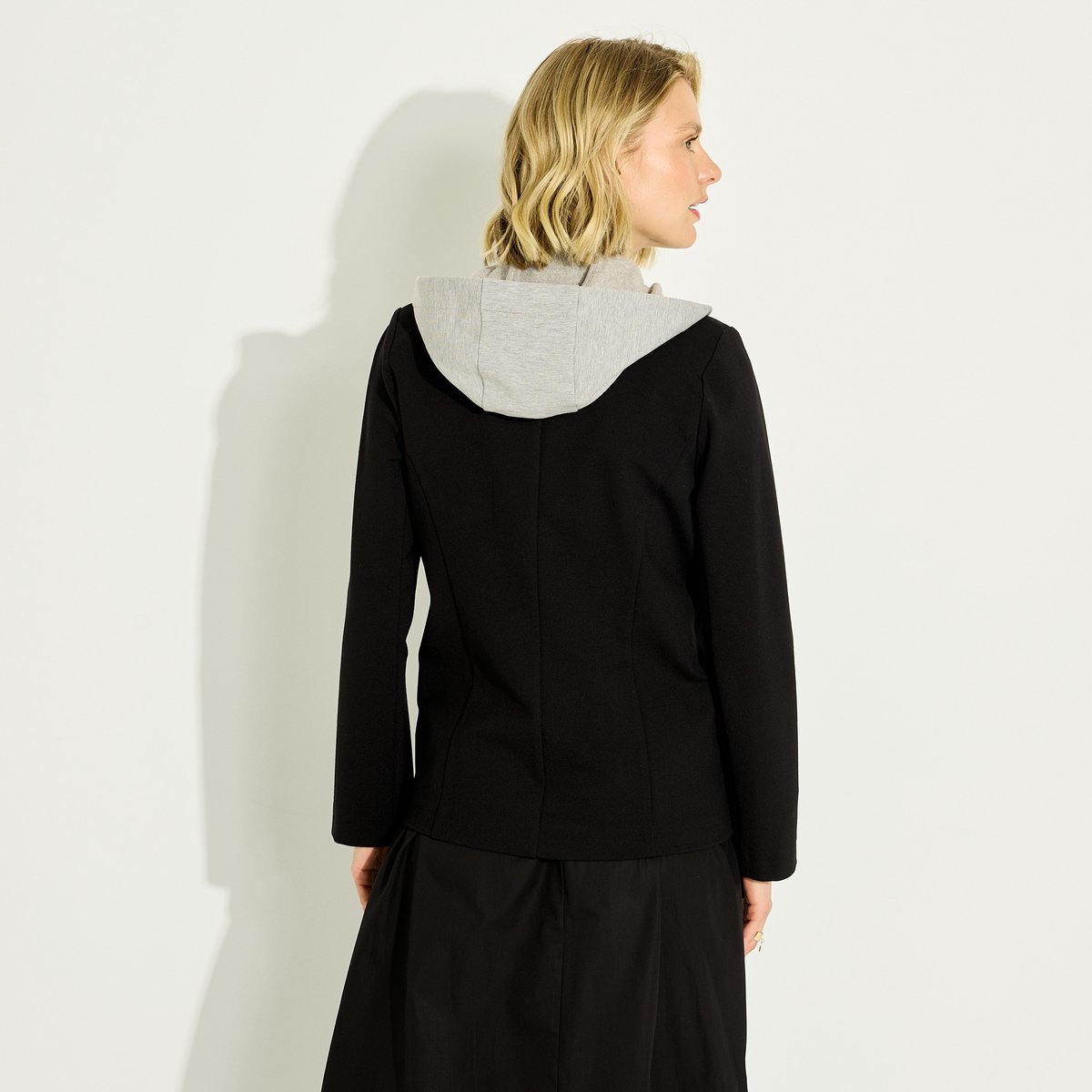 Blazer en maille à capuche noir, GRAIN DE MALICE