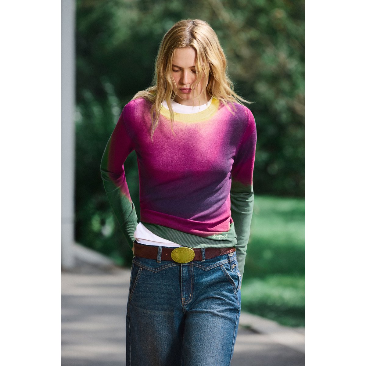 Pull en maille fine effet dégradé rouge, DESIGUAL