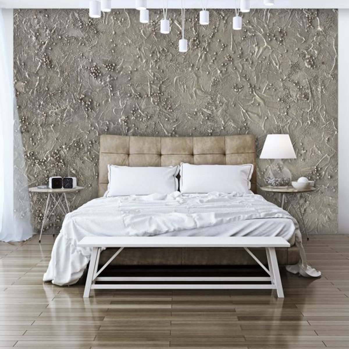 Papier peint intissé panoramique Silver Serenade gris / argent, EDEN