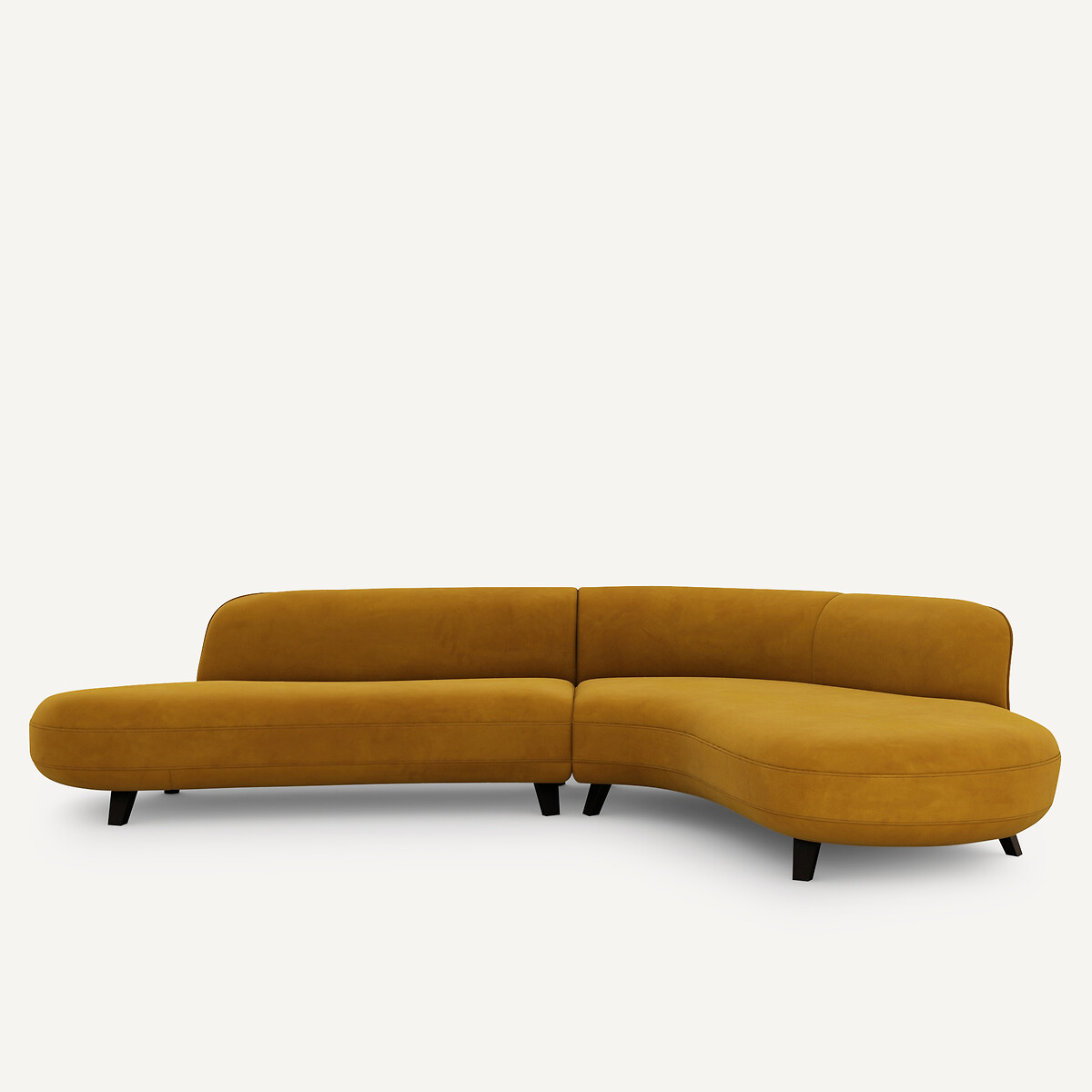 Fluwelen hoekbank, Rosebury, ontwerp Emmanuel Gallina mosterd, AM.PM X EMMANUEL GALLINA
