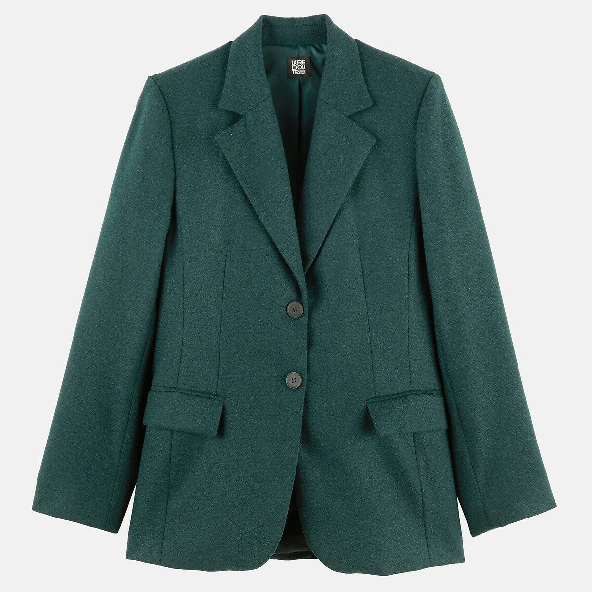 Blazer, coupe cintrée, en laine mélangée vert emeraude, LA REDOUTE COLLECTIONS