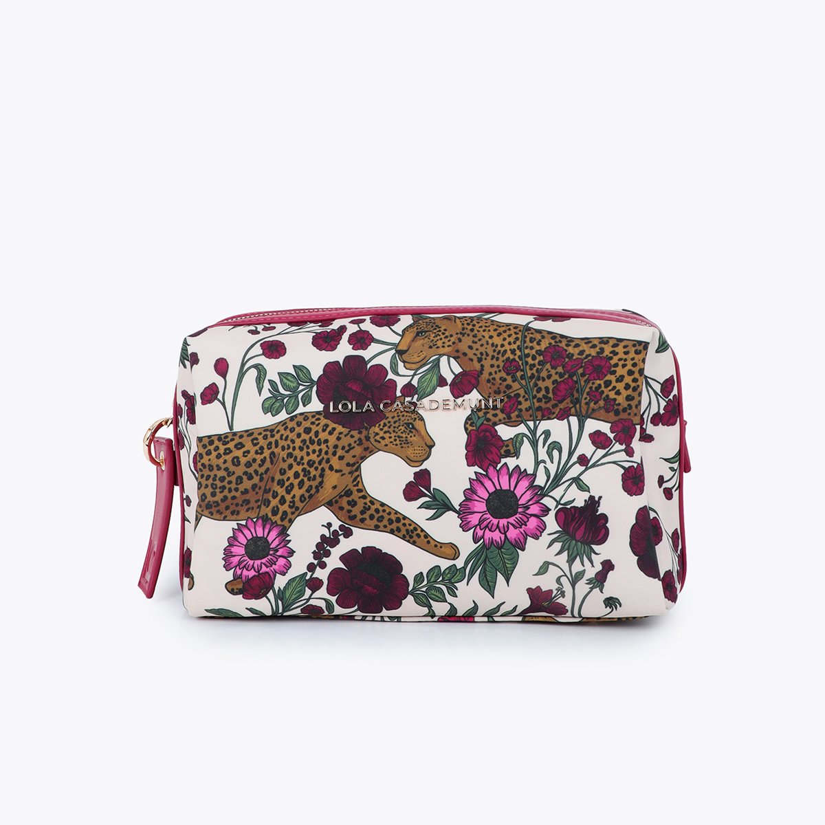 Trousse de toilette imprimée léopard fleuri ivoire, LOLA CASADEMUNT