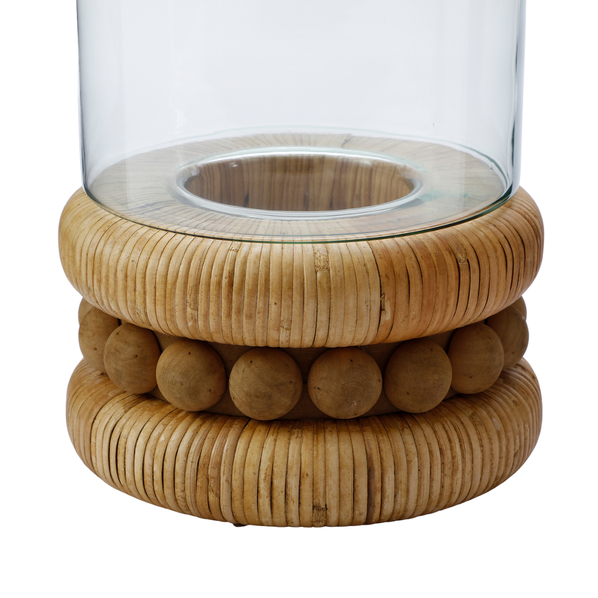 Porte-bougie en rotin H33 PERLINE beige, SIA DECO